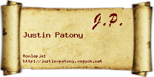 Justin Patony névjegykártya